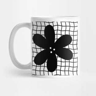 Abstract Flower on Grid - Black Mug